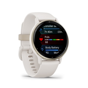 Garmin - Vivoactive 5 smartwatch cu GPS și AMOLED - ramă Cream Gold - carcasă Ivory şi bratara din silicon - Img 2