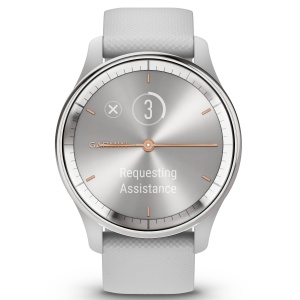 Garmin - vivomove Trend - Ramă Silver din oţel inoxidabil - carcasă Mist Grey - curea din silicon