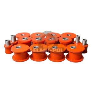 Kit bucse Toyota Land Cruiser 70/73 (după 1991) Excentrice Poliuretan Portocalii 75 ShA 35mm Elast-Pol
