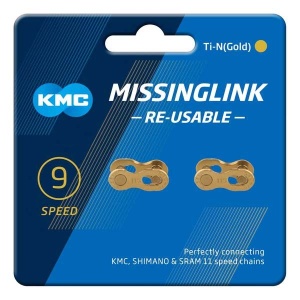 Kmc - za rapida Lant Bicicleta (element individual) Missing Link 9R Gold Ti-N 9 Viteze, re-utilizabil - auriu