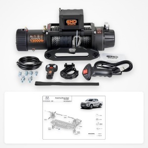 Pachet troliu SsangYong Musso Grand cu radar (2022-2026): troliu electric EMD Winch 13000 lbs cablu sintetic și suport troliu dedicat
