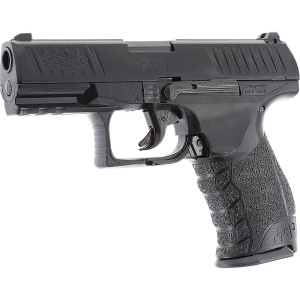 Pistol airsoft cu actionare manuala Walther PPQ HME, bile plastic, BB 6 mm, 0.5 jouli, incarcator HiCap, Hi-Grip, negru, Full Metal