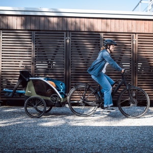 Remorca de bicicleta pentru transport 2 copii, Thule, Courier, Vintage green - Img 5