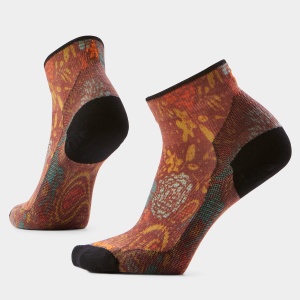 Șosete Merino ciclism Smartwool Bike Paisley Print - roșu Picante | Crew | Zero Cushion