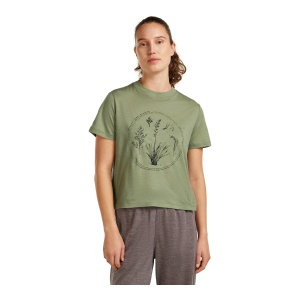Tricou Femei Icebreaker 150 Tech Lite Crop Seed Story Oliv