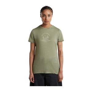 Tricou Femei Icebreaker Merino 150 Tech Lite Tee Peaceful Pass Sleeve Khaki