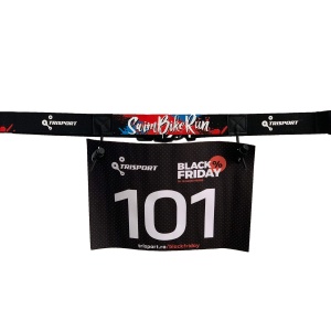 Trisport curea numar concurs Swim Bike Run albastru-rosu