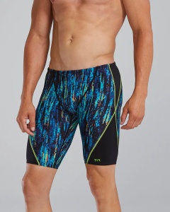 TYR - costum inot barbati tip jammer - Durafast Elite Blade Splice Jammer Aurora - Blue Rainbow | Black - 26 (XS) - Img 3