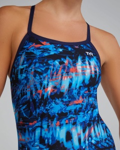 TYR - costum inot intreg pentru femei - Durafast Lite Diamondfit Seismo Swimsuit - Blue | Green - 26 (XS) - Img 13