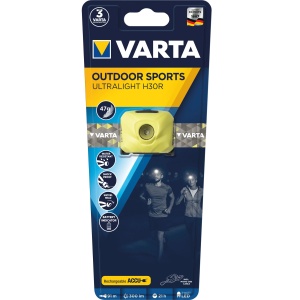 Varta - lanterna frontala Outdoor Sports Ultralight H30R reincarcabila Li-Polimer 300 lumeni - galben lime - Img 2