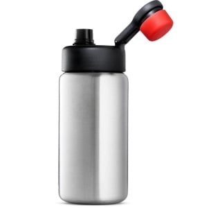 Woom - set suport bidon bicicleta copii si bidon metalic Glug - gri argintiu negru - Img 2