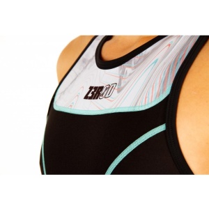 Z3R0D - Costum triatlon fara maneci femei START TTSUIT trisuit - negru albastru gri noisy glitch - Img 4