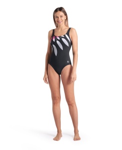 Arena - costum inot femei intreg - W Swimsuit Giuliana Squared Back C - Night Grey I Night Grey I Multi - Img 4