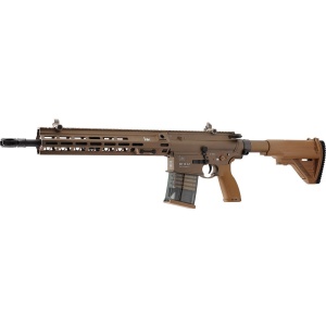 Arma airsoft electrica Heckler & Koch HK M110 A1, AEG, bile plastic, sina Picatinny, slot M-LOK, BB 6 mm, 2.0 jouli, verde-maro, Full Metal