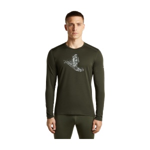 Bluza Barbati Icebreaker Merino 200 Oasis Ls Crewe Skiingyeti Dk Loden Olive
