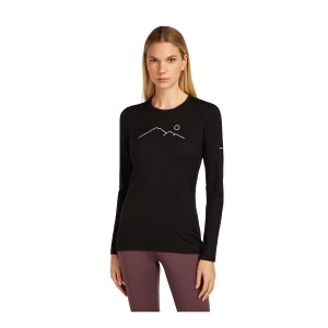 Bluza Femei Icebreaker 200 Oasis Ls Crewe Rainer Ridg Black