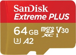 Card de memorie SanDisk Extreme PLUS microSDXC 64 GB, cu adaptor SD