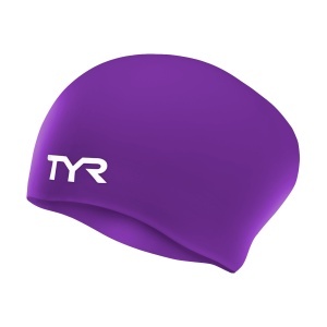 Cască înot silicon TYR Long Hair - mov Purple | fără cute