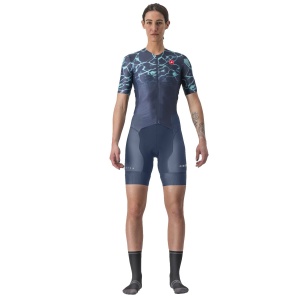 Castelli - costum trisuit triatlon pentru femei, maneca scurta Free Sanremo SS Suit - indigo belgian turcoaz - Img 2