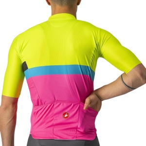 Castelli - tricou ciclism maneca scurta A Blocco - galben fluo magenta albastru - Img 4
