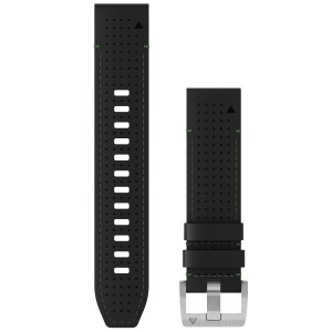 Garmin - curea piele - QuickFit 22 - MARQ 2 leather - black I green