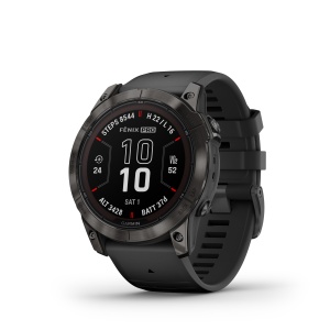 Garmin - fenix 7x Pro Sapphire Solar smartwatch premium cu incarcare solara 51mm - ramă Titan DLC Carbon Grey si curea din silicon neagră - Img 2