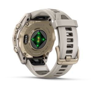 Garmin - fenix 8s AMOLED Sapphire 43mm - smartwatch premium AMOLED - ramă aurie din titanium si curea din silicon gri - Img 6