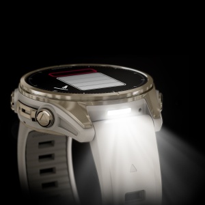 Garmin - fenix 8s AMOLED Sapphire 43mm - smartwatch premium AMOLED - ramă aurie din titanium si curea din silicon gri - Img 9