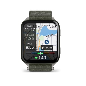 Garmin - Venu X1 - smartwatch cu GPS și AMOLED - Moss cu spate din titan argintiu și curea din nailon ComfortFit Moss - Img 2
