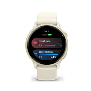 Garmin - vivoactive 6 smartwatch cu GPS și AMOLED - ramă lunar gold - carcasă lunar şi bratara din silicon Bone - Img 2