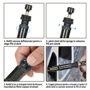 Kit de 4 deflatoare reglabile pentru anvelope, cu oprire automată, destinat autovehiculelor 4x4, ieșiri off-road, overlanding, Emd4x4 - Img 4