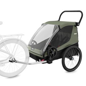 Remorca de bicicleta pentru transport 2 copii, Thule, Courier, Vintage green - Img 2