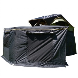 Set marchiză auto cu anexă marchiză CampTalk, 180° cm, 5 m², închis complet cu podea inclusă, impermeabil, montaj rapid, compatibil cu orice mașină cu bare transversale sau roof rack