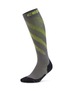 Șosete compresie CEP Run Edition Elliptic Tall bărbați - gri închis / verde lime