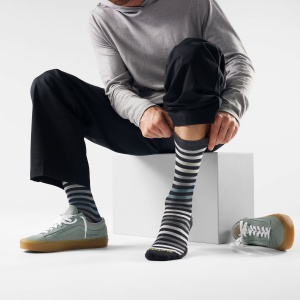 Șosete Merino Smartwool Everyday Spruce Street - negru/alb | Crew | Relaxed Fit - Img 2