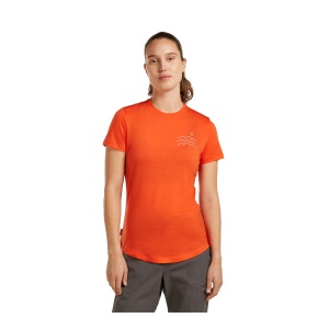 Tricou Femei Icebreaker Merino Blend 125 Cool-Lite™ Sphere Across The Peaks Rosu