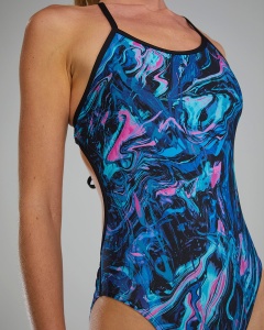 TYR - costum inot intreg pentru femei - Durafast Elite Crosscutfit Tieback Marmaris Swimsuit - Blue | Pink - 26 (XS) - Img 8