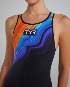 TYR - costum intreg tehnic - VENZO Open Back Volconyx W - portocaliu | bleumarin - Img 5