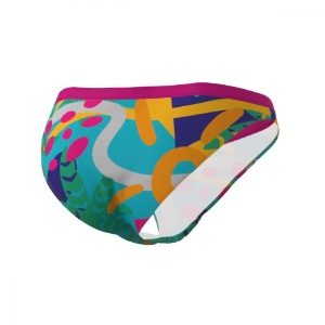 Z3R0D - slip Costum baie femei two pieces - rosu galben albastru Expressive Resort - Img 2