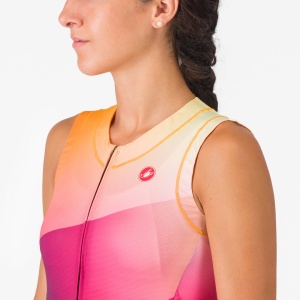 Castelli - costum triatlon fara maneci - Free Sanremo 3 W Suit Sleeveless - negru | portocaliu vivid - Img 3