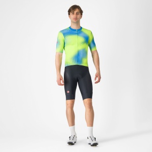 Castelli - tricou ciclism maneca scurta regular fit - Vortice Jersey - albastru | verde lime - Img 5