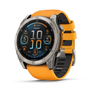 Ceas Garmin Fenix 8 Sapphire Titanium Amoled 51MM Graphite/Spark Orange