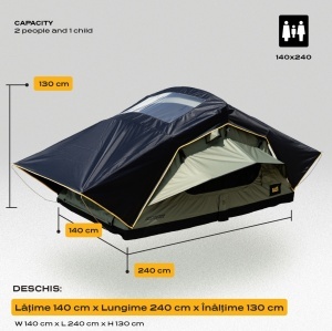 Cort de acoperiș auto CampTalk Echo 140, 2-3 persoane, Sky View - Img 4