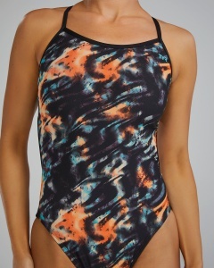 Costum înot întreg femei TYR Durafast Elite Trinityfit - portocaliu/bleu/negru | rezistent clor - Img 6