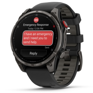 Garmin - fenix 8 Pro 47mm - smartwatch premium AMOLED Sapphire - ramă gri din titanium DLC si curea din silicon neagră-gri - Img 2
