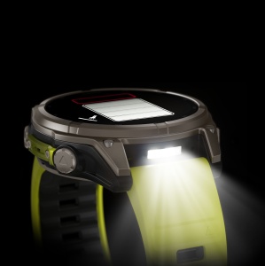Garmin - fenix 8 Solar Sapphire 47mm - smartwatch premium - ramă argintie din titanium si curea din silicon galben fluo - Img 10