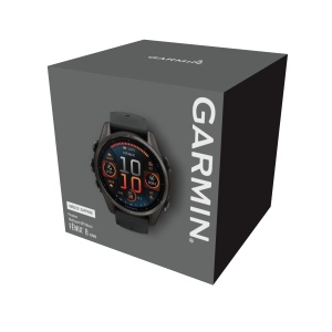Garmin - fenix 8s AMOLED Sapphire 43mm - smartwatch premium AMOLED - ramă gri din titanium DLC si curea din silicon neagră-gri - Img 8