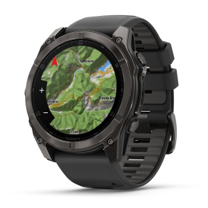 Garmin - fenix 8x AMOLED Sapphire 51mm - smartwatch premium AMOLED - ramă gri din titanium DLC si curea din silicon neagră-gri - Img 3