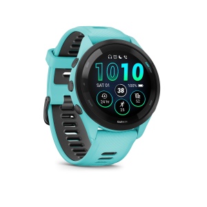 Garmin - Forerunner 265 ceas multisport cu GPS AMOLED - Ramă neagră cu carcasă Aqua şi curea din silicon Aqua/neagră - Img 8