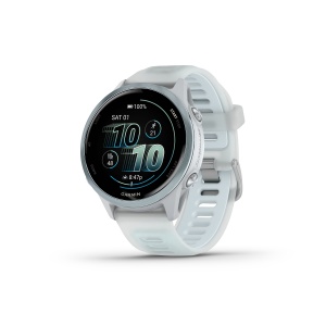 Garmin Forerunner 570 - 42 mm - ceas multisport cu GPS si AMOLED - alb Cloud Blue Aluminium with Translucent Whitestone | Cloud Blue Band - Img 4